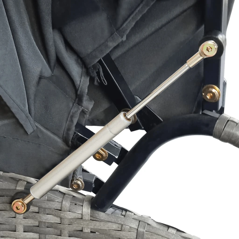 vidaXL dārza atpūtas gulta ar jumtiņu, pelēka PE rotangpalma