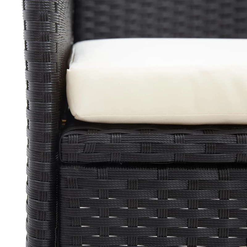 vidaXL divvietīgs dārza sols ar galdiņu, 143 cm, PE rotangpalma, melns