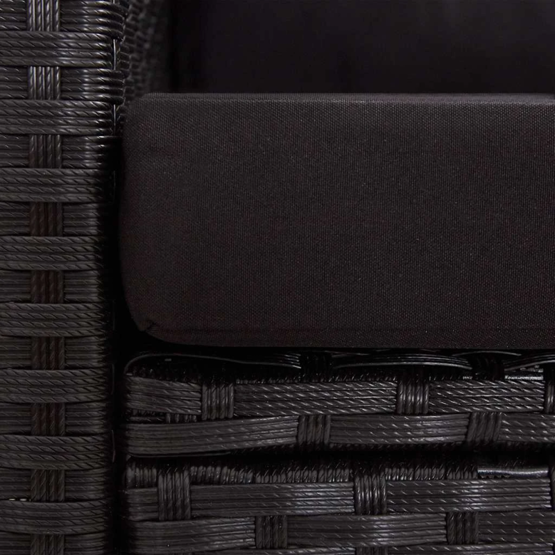vidaXL divvietīgs dārza dīvāns ar matračiem, melna PE rotangpalma