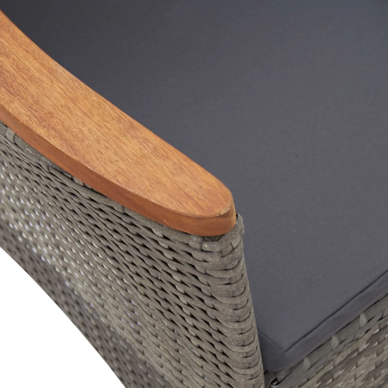 vidaXL 5-daļīgs dārza mēbeļu komplekts ar matračiem, PE pinums, pelēks