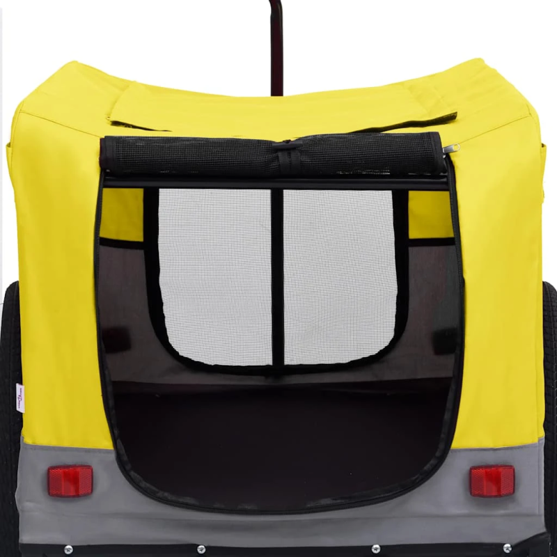 vidaXL mājdzīvnieku velo piekabe, skriešanas ratiņi, dzeltena, pelēka