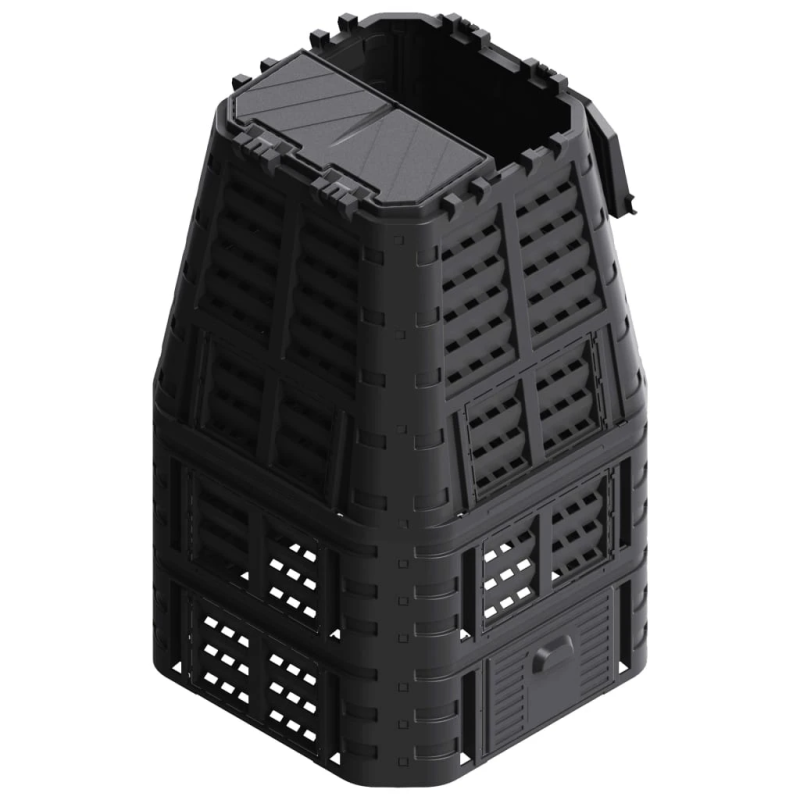 vidaXL dārza komposta tvertne, melna, 93,3x93,3x146 cm, 1000 L