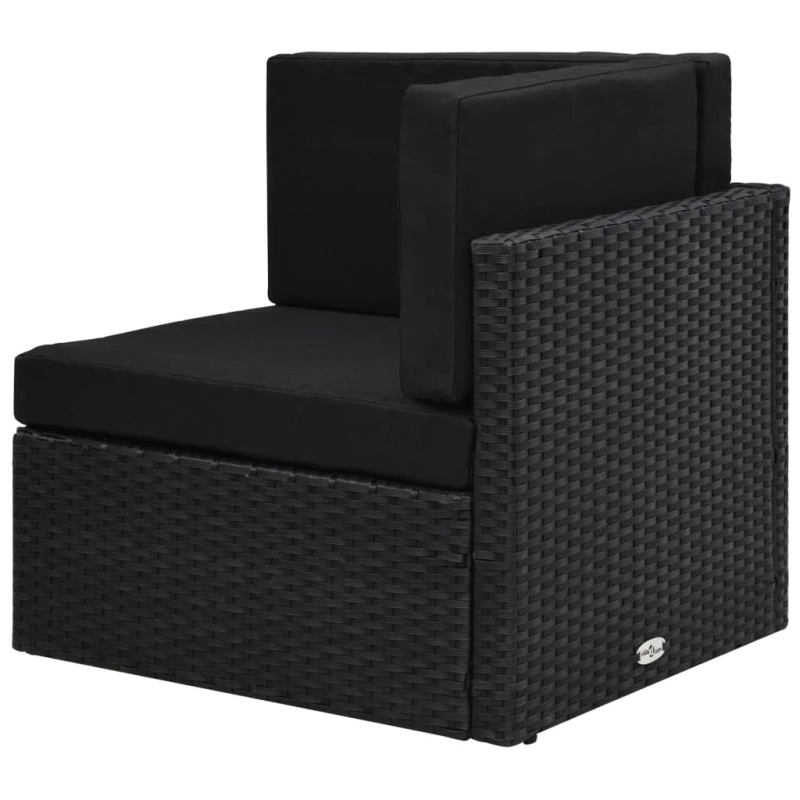 vidaXL moduļu stūra dīvāns, melna PE rotangpalma