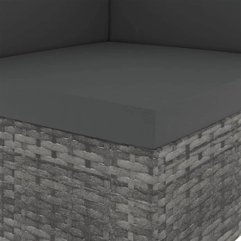 vidaXL moduļu stūra dīvāns, pelēka PE rotangpalma