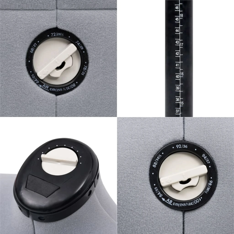 vidaXL sievietes manekens, regulējams, pelēks, S, 33-40