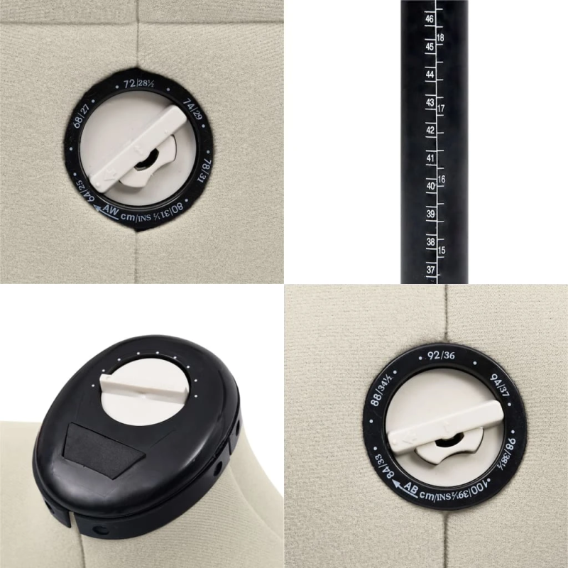 vidaXL sievietes manekens, regulējams, krēmkrāsas, S, 33-40