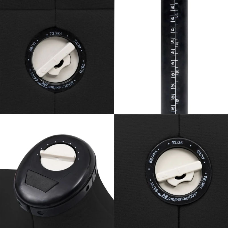 vidaXL sievietes manekens, regulējams, melns, S, 33-40