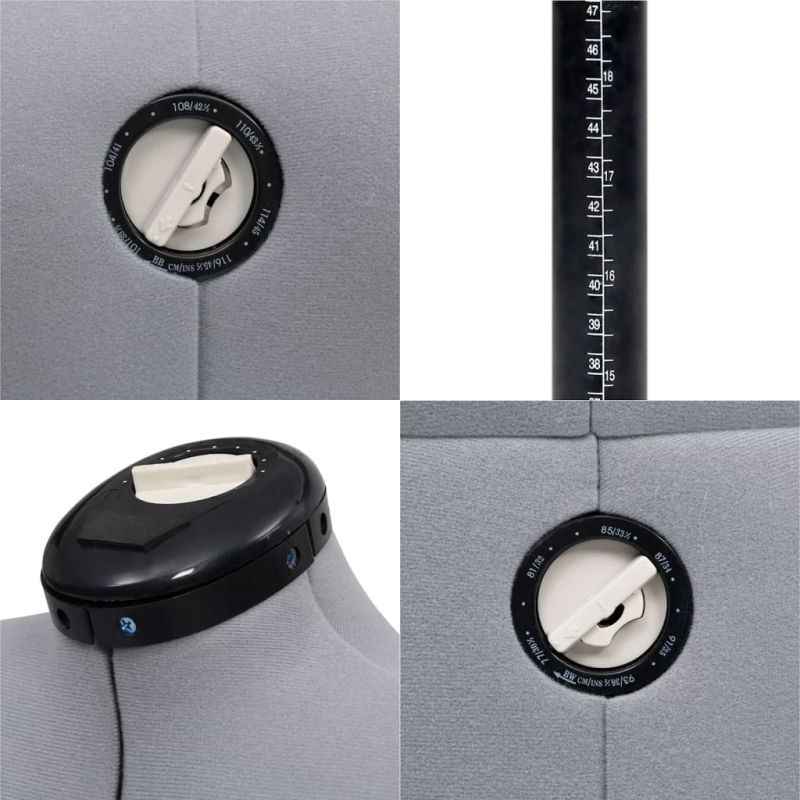 vidaXL sievietes manekens, regulējams, pelēks, M, 40-46