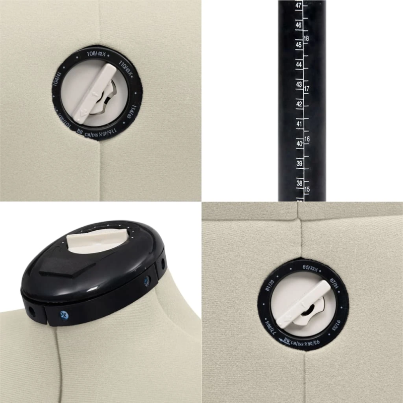 vidaXL sievietes manekens, regulējams, krēmkrāsas, M, 40-46