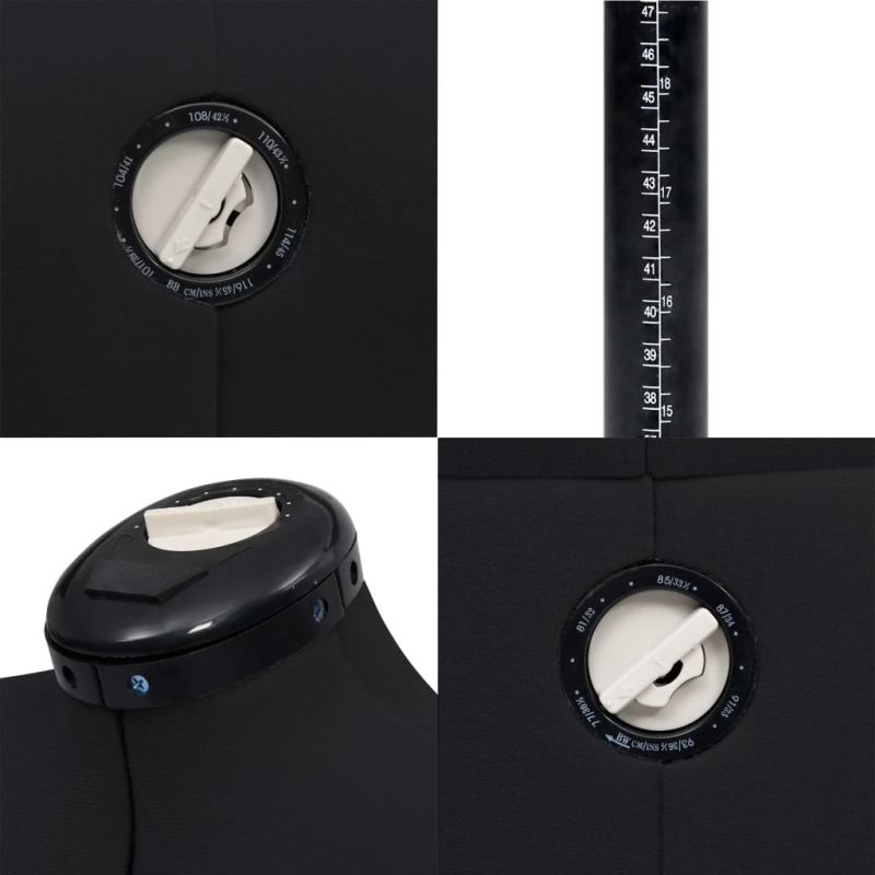 vidaXL sievietes manekens, regulējams, melns, M, 40-46