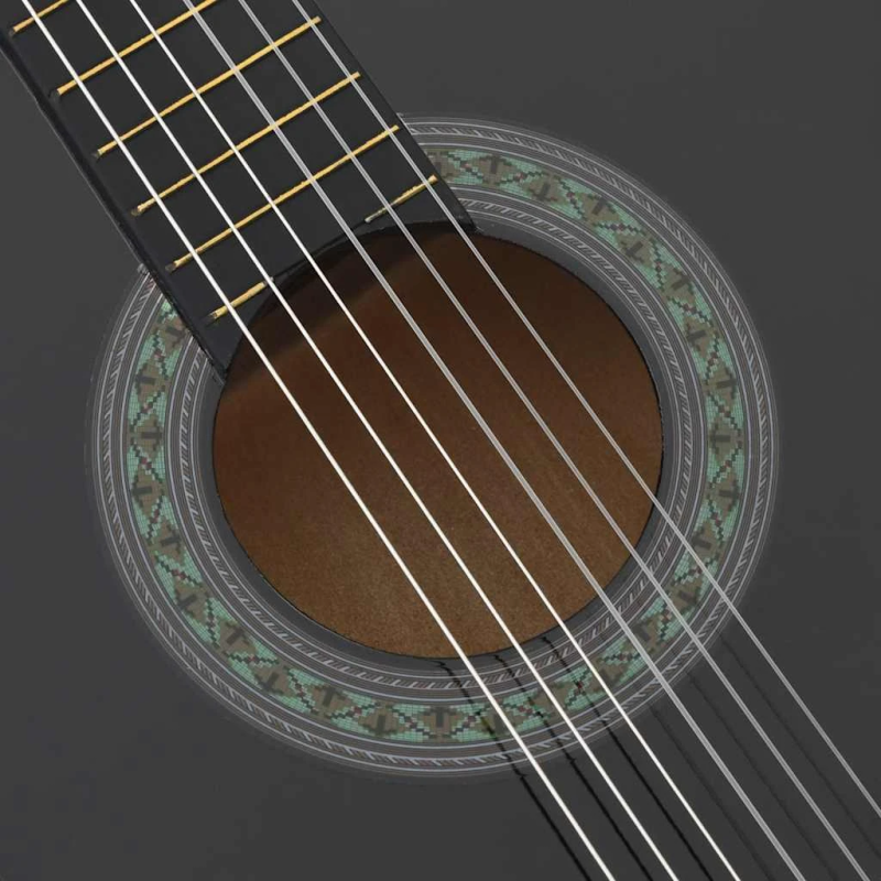 vidaXL klasiskā ģitāra iesācējiem, melna, 4-4, 39", liepa