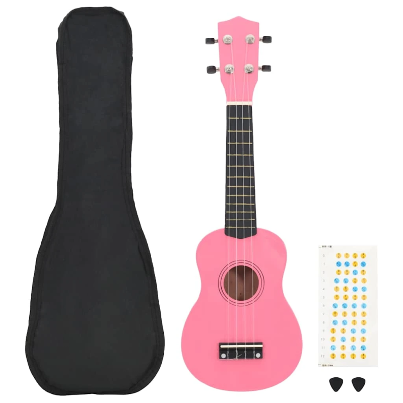 vidaXL soprāna bērnu ukulele ar somu, rozā, 21"