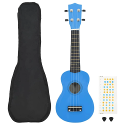 vidaXL soprāna bērnu ukulele ar somu, zilgana, 21"