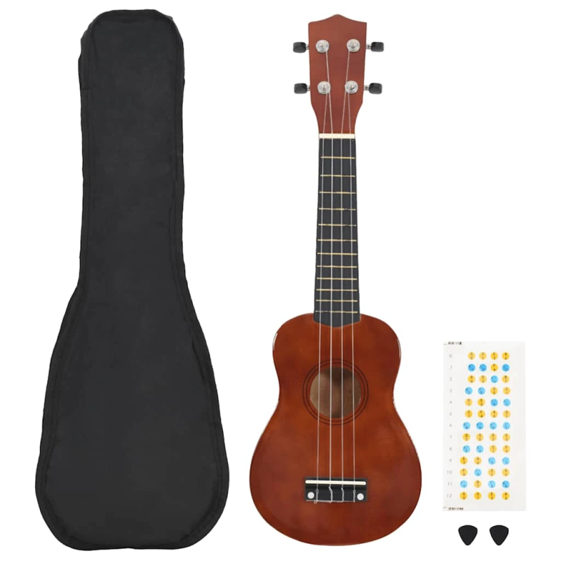 vidaXL soprāna bērnu ukulele ar somu, dabīga krāsa, 23"