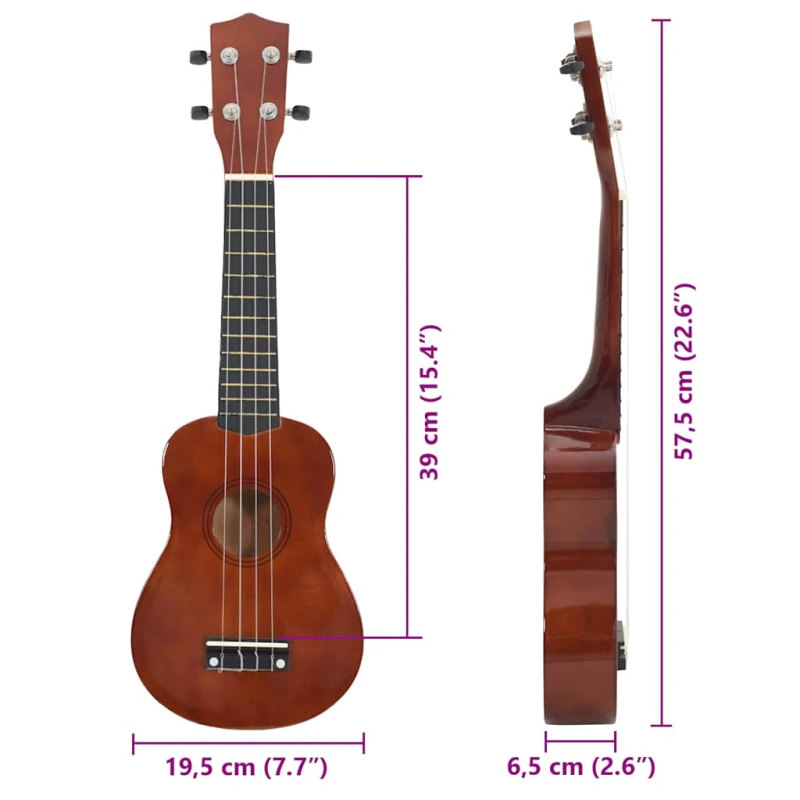 vidaXL soprāna bērnu ukulele ar somu, dabīga krāsa, 23"