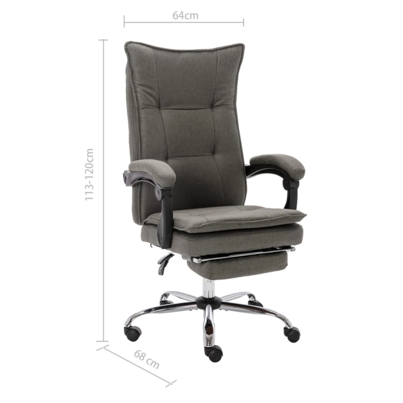 vidaXL biroja krēsls, pelēks audums