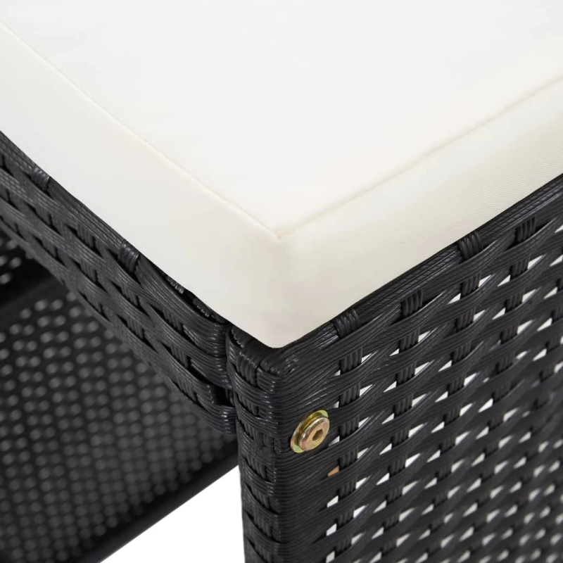 vidaXL 7-daļīgs dārza bāra mēbeļu komplekts ar matračiem, PE rotangpalma