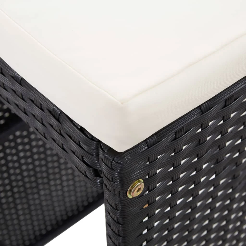 vidaXL 9-daļīgs dārza bāra mēbeļu komplekts, PE rotangpalma, melns