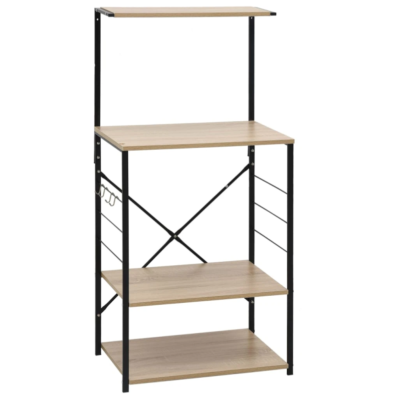 vidaXL virtuves plaukts, melns, ozola, 60x39,6x123 cm, koks