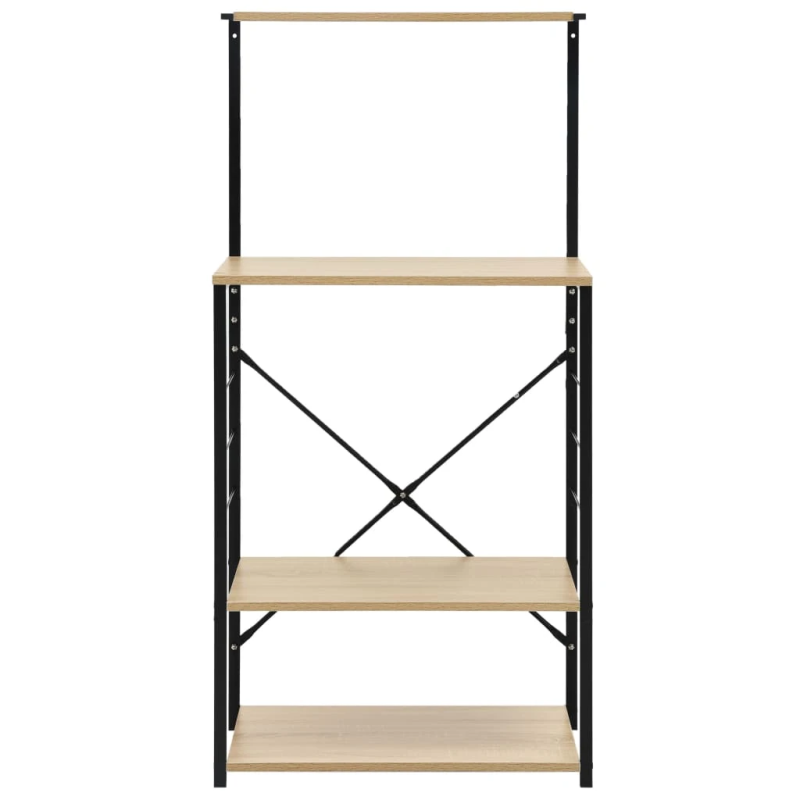 vidaXL virtuves plaukts, melns, ozola, 60x39,6x123 cm, koks