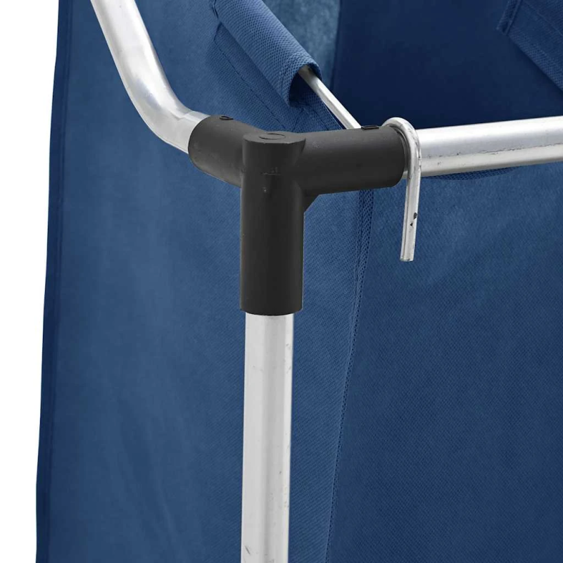 vidaXL veļas kaste, 3 nodalījumi, zila, tērauds