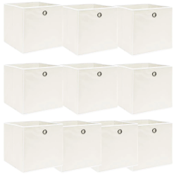 vidaXL uzglabāšanas kastes, 10 gab., baltas, 32x32x32 cm, audums