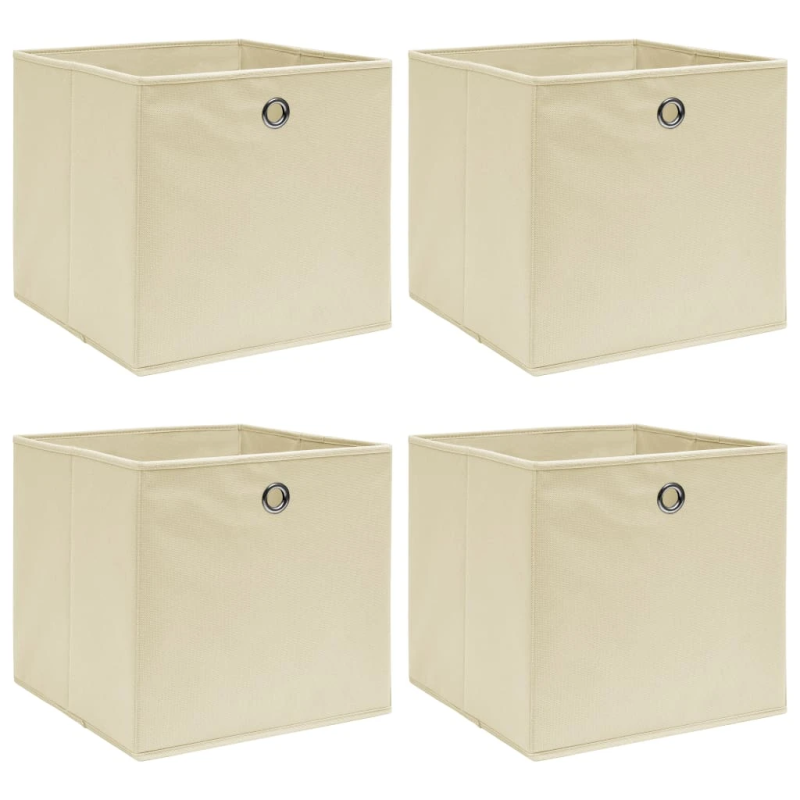 vidaXL uzglabāšanas kastes, 4 gab., krēmkrāsas, 32x32x32 cm, audums