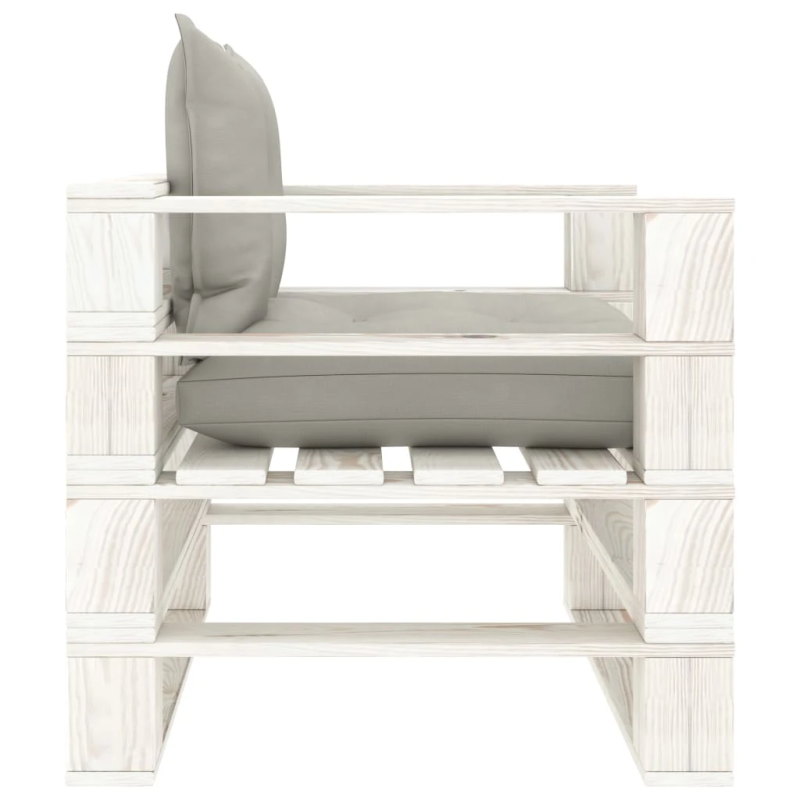 vidaXL dārza palešu dīvāns ar pelēkbrūniem matračiem, koks