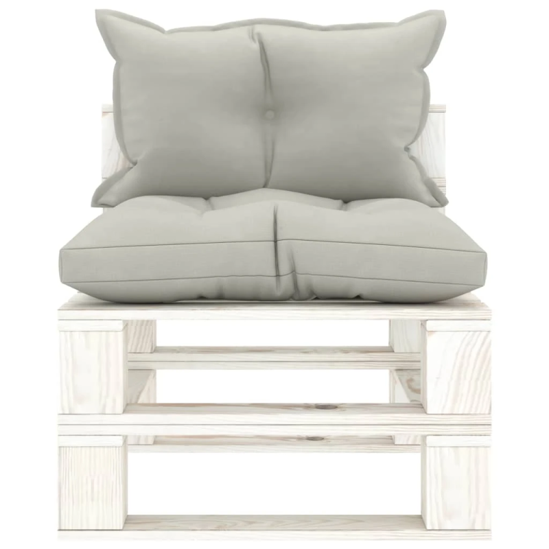 vidaXL vidējais dārza palešu dīvāns ar pelēkbrūniem matračiem, koks