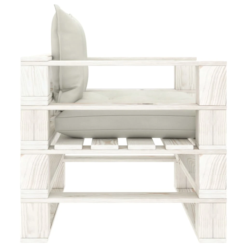 vidaXL dārza palešu dīvāns ar bēšiem matračiem, koks