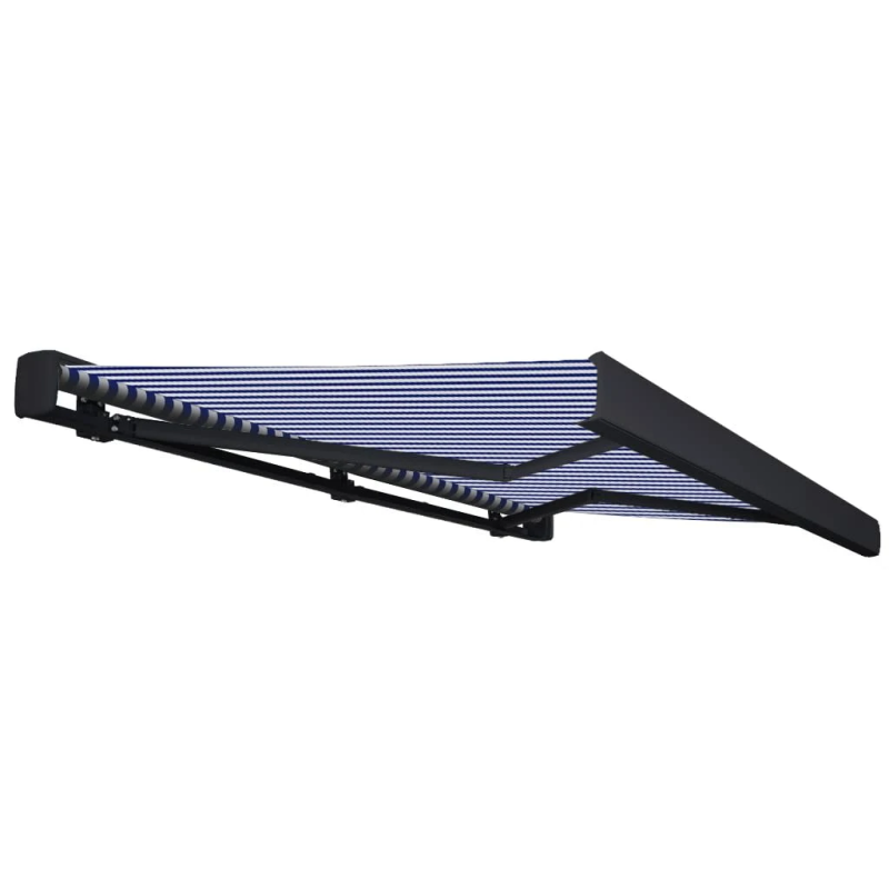 vidaXL markīze ar kaseti, motorizēta, 450x300 cm, zila ar baltu