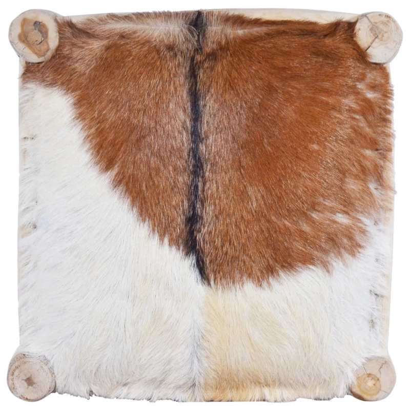 vidaXL bāra krēsls, dabīga kazas āda un masīvs tīkkoks