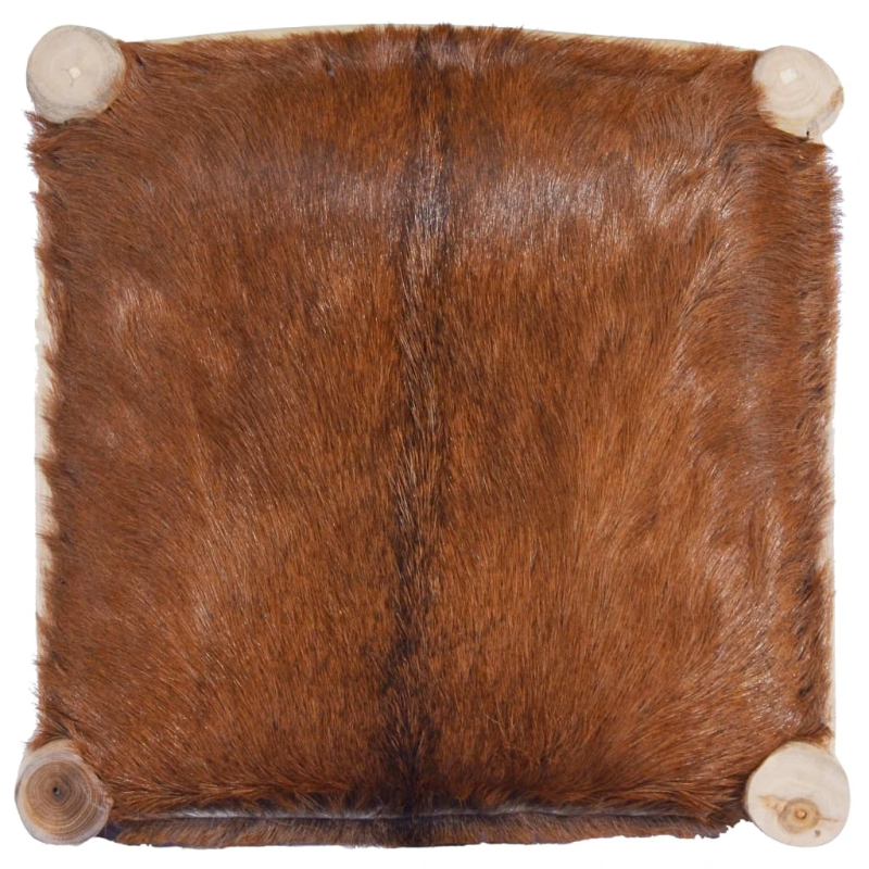 vidaXL bāra krēsls, dabīga kazas āda un masīvs tīkkoks