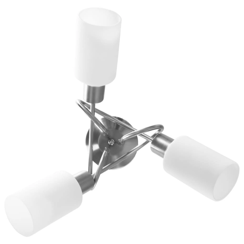 vidaXL griestu lampa ar stikla abažūriem, 3 E14 spuldzes, cilindri
