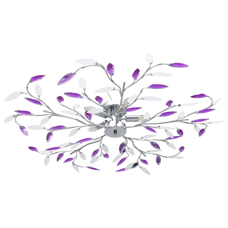 vidaXL griestu lampa, akrila lapiņas, 5 E14 spuldzes, violeta