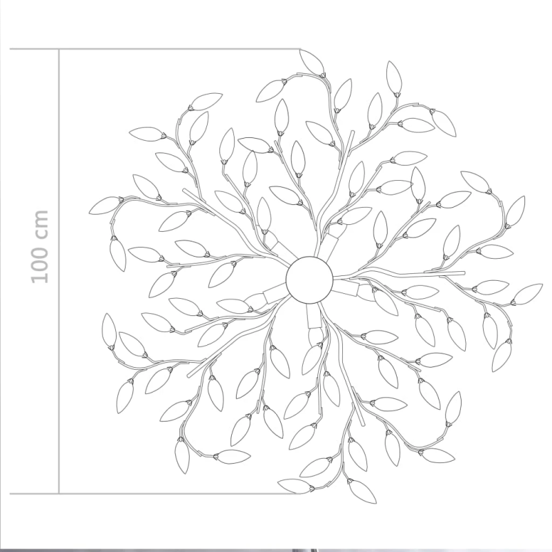 vidaXL griestu lampa, akrila lapiņas, 5 E14 spuldzes, violeta