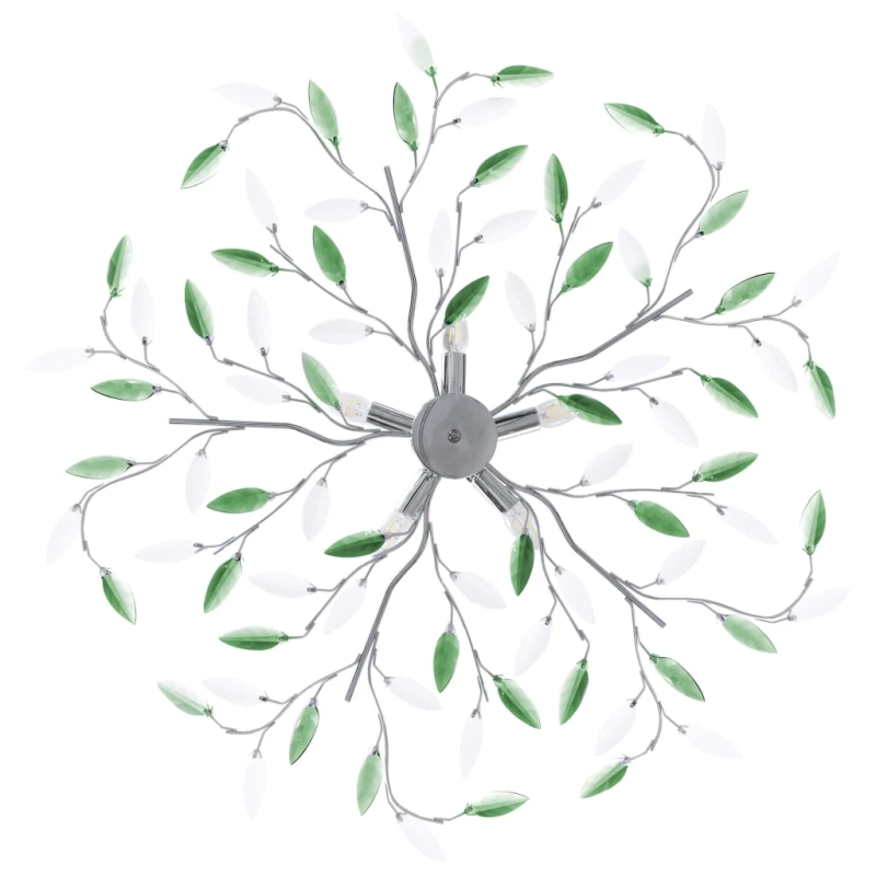 vidaXL griestu lampa, akrila lapiņas, 5 E14 spuldzes, zaļa