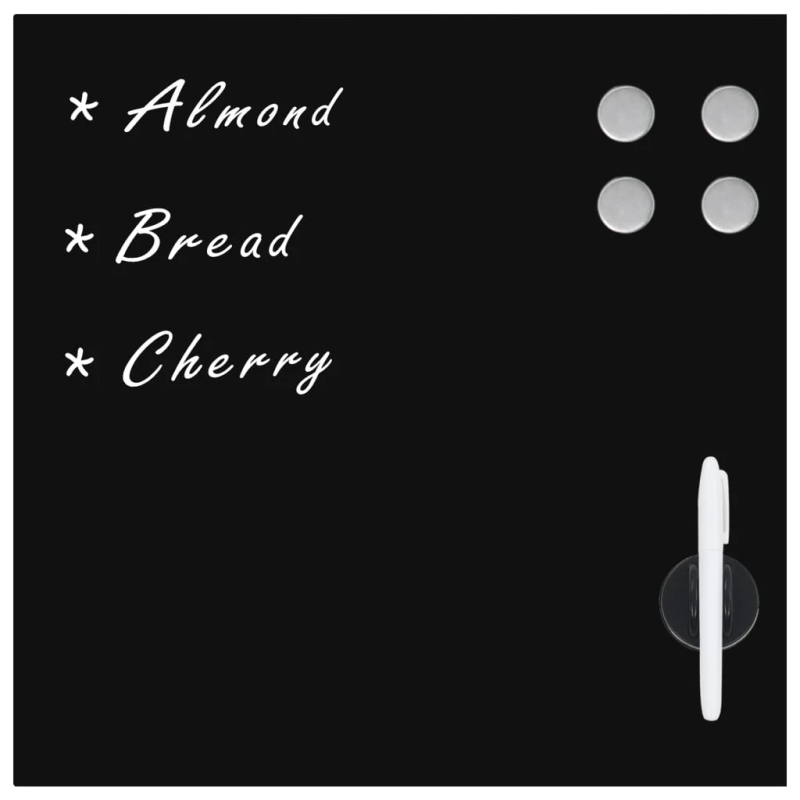 vidaXL magnētiskā tāfele, stiprināma pie sienas, stikls, 50x50 cm