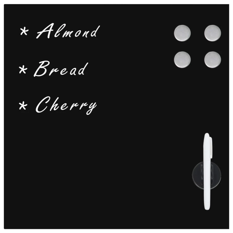 vidaXL magnētiskā tāfele, stiprināma pie sienas, stikls, 60x60 cm