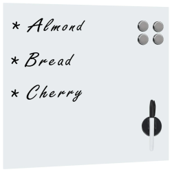 vidaXL magnētiskā tāfele, stiprināma pie sienas, stikls, 40x40 cm