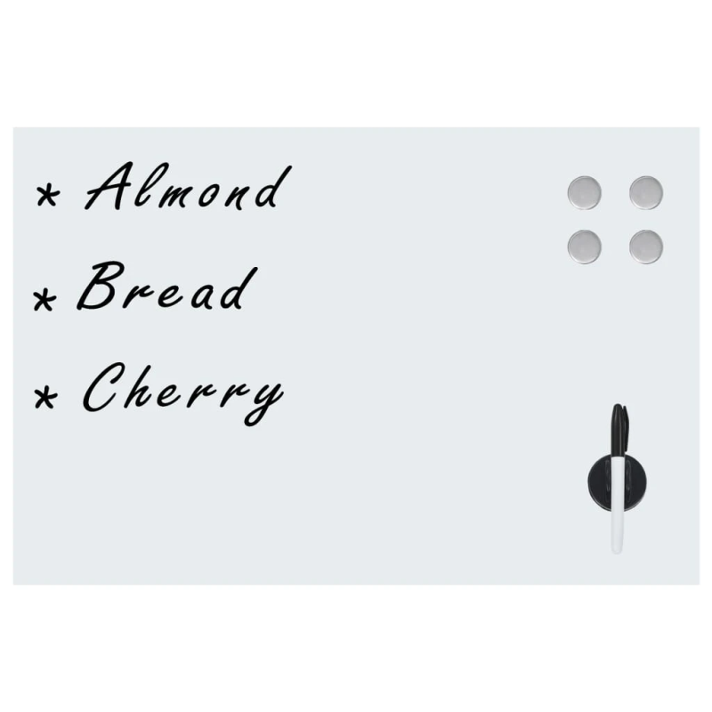 vidaXL magnētiskā tāfele, stiprināma pie sienas, stikls, 50x30 cm