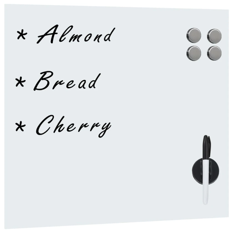 vidaXL magnētiskā tāfele, stiprināma pie sienas, stikls, 60x60 cm