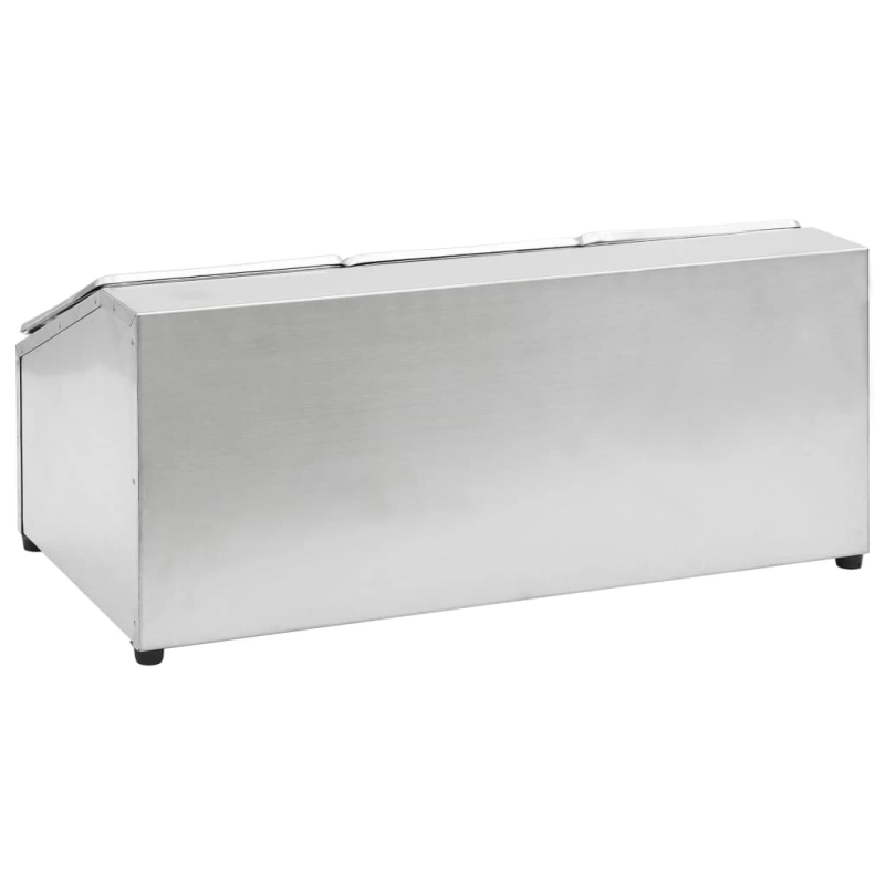 vidaXL Gastronorm trauki ar turētāju, 3 gab., GN 1-6, tērauds