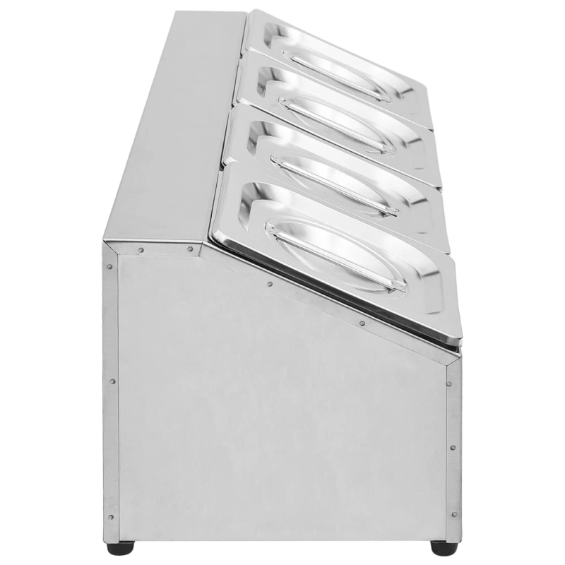 vidaXL Gastronorm trauki ar turētāju, 4 gab., GN 1-6, tērauds