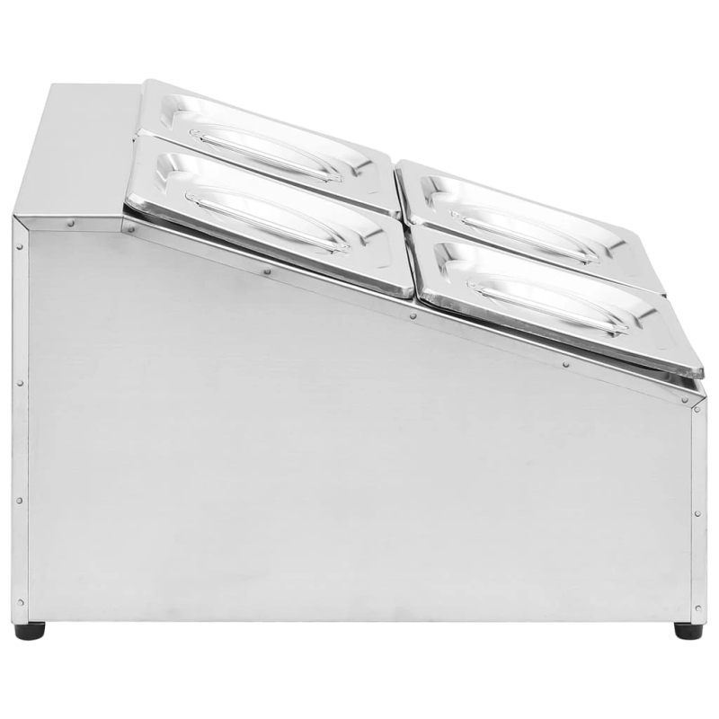 vidaXL Gastronorm trauki ar turētāju, 4 gab., GN 1-6, tērauds