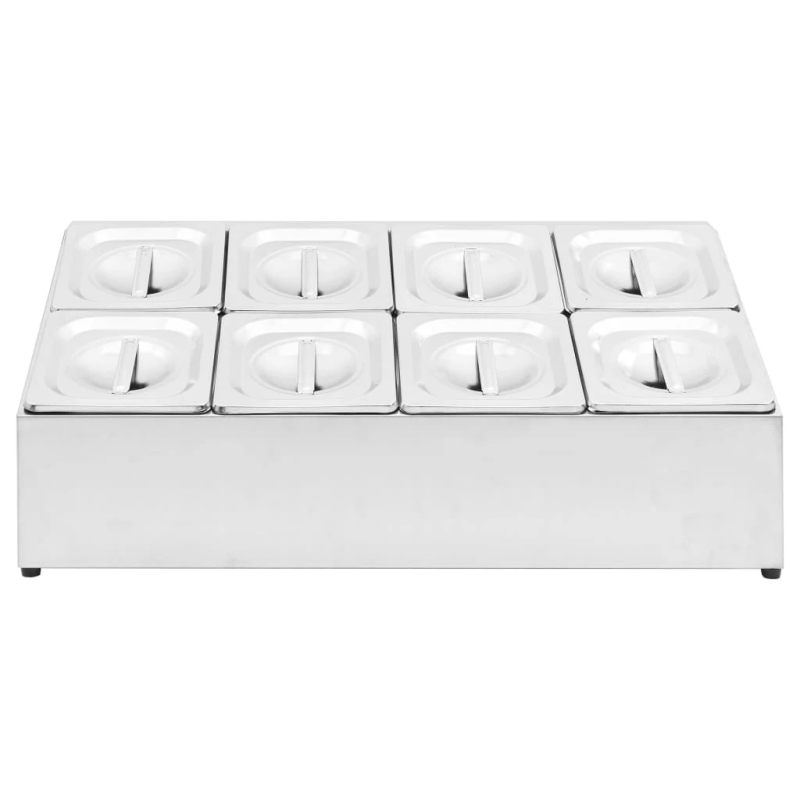 vidaXL Gastronorm trauki ar turēju, 8 gab., GN 1-6, nerūsējošs tērauds