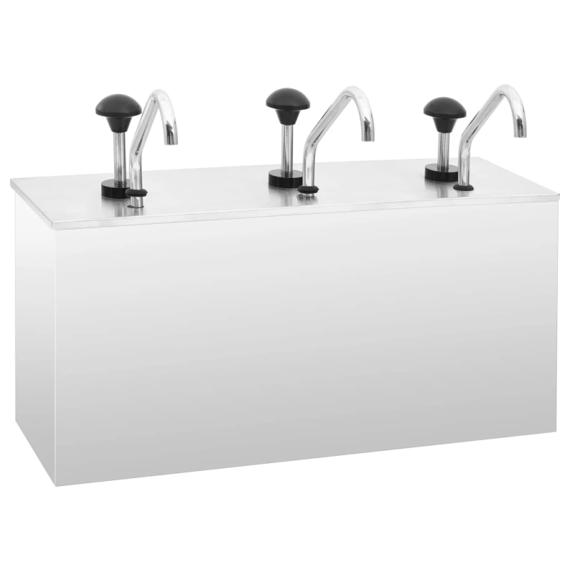 vidaXL mērču dispensers, 3 x 3,5 L, nerūsējošs tērauds
