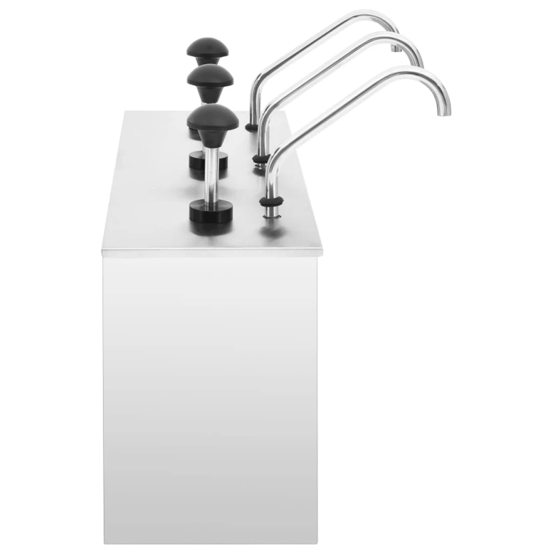 vidaXL mērču dispensers, 3 x 3,5 L, nerūsējošs tērauds