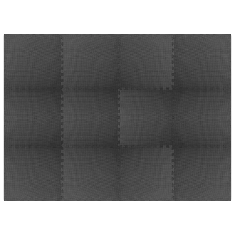 vidaXL grīdas paklājiņi, 12 gab., 4,32 ㎡, EVA putas, melni