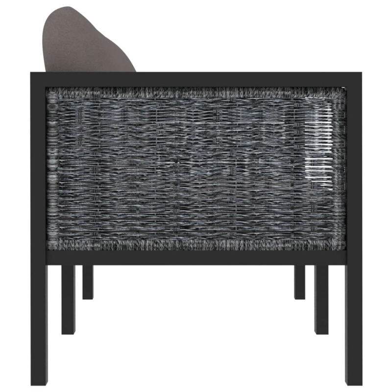 vidaXL divvietīgs dārza dīvāns ar matračiem, pelēka PE rotangpalma